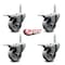 Service Caster 4 Inch Semi Steel Swivel 58 Inch Threaded Stem Caster Set with Total Lock Brake SCC-TSTTL20S415-SSR-58212-4 - alternate 3